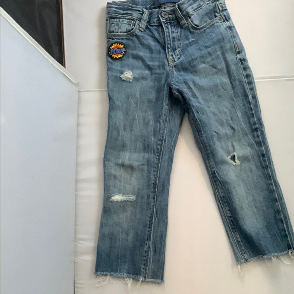 Old Navy Blue Distressed Cropped Jeans